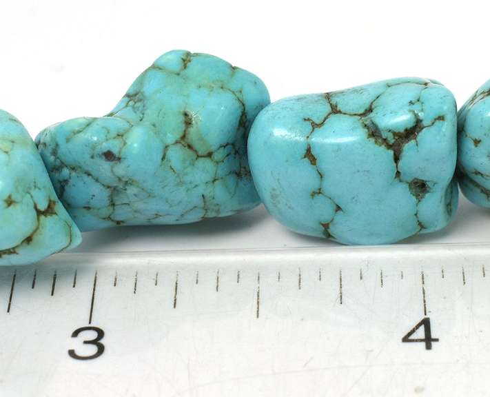 Chunky Turquoise Bead Necklace with Sterling Clasp