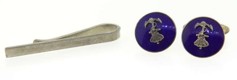 Sterling Silver Cufflinks and Tie Pin