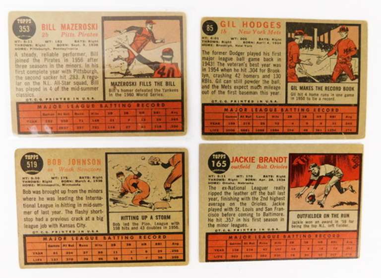 4 Topps 1962 Baseball Stars