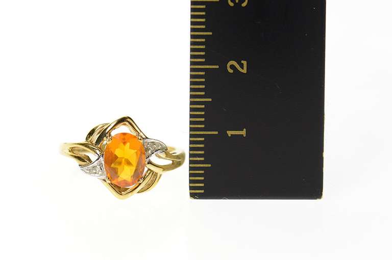 10K Yellow Gold Oval Citrine Diamond Accent Bypass Ring