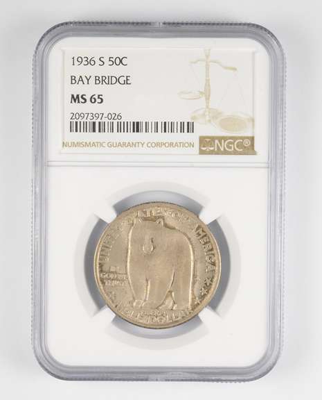 MS65 1936-S Bay Bridge Opening Commemorative Half Dollar - Graded NGC