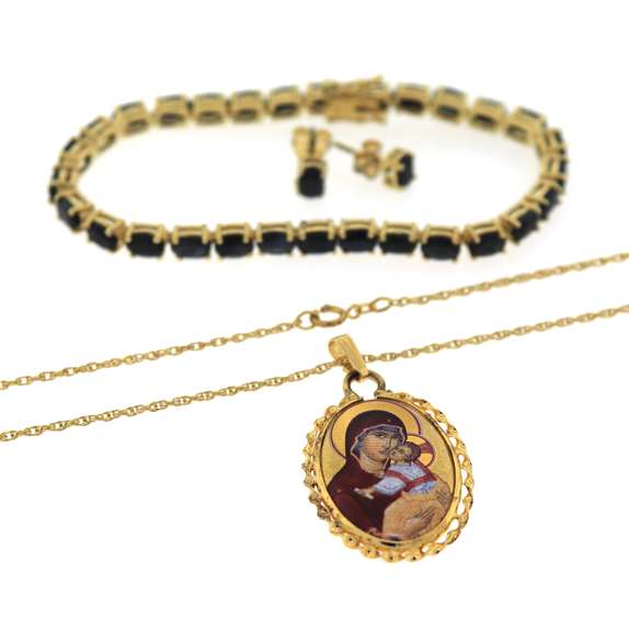 Lot of Gold Plated Bracelet, earrings and Necklace