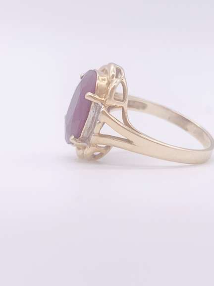14kt Gold Ruby & Diamond Halo Ring