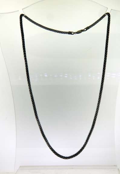 Italian Sterling Silver Black  plated Box Chain