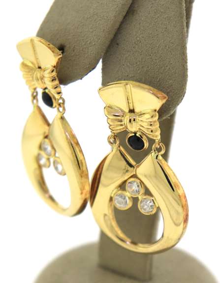 Powerful 18kt Bow and Oval Drop Earrings