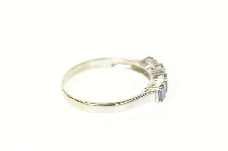14K White Gold Oval Tanzanite Diamond Wedding Band Ring