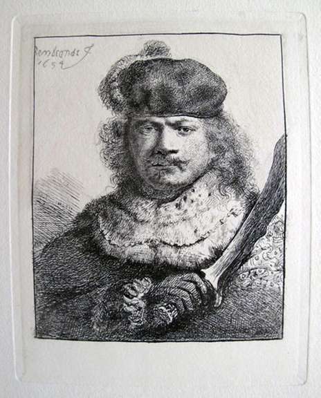 Rembrandt, Self Portrait with Raised Sabre