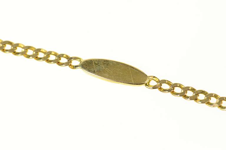 14K Yellow Gold 3.1mm Curb Chain Oval Engravable Anklet Bracelet