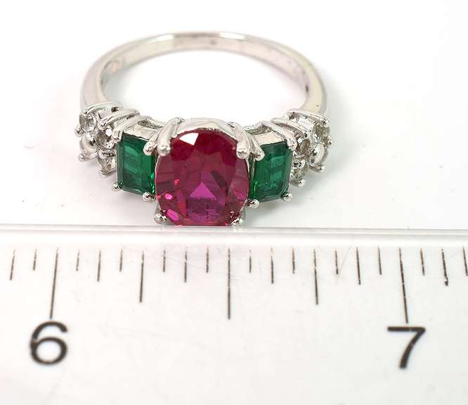 Vibrant Sapphire & Emerald Ring in Sterling Silver
