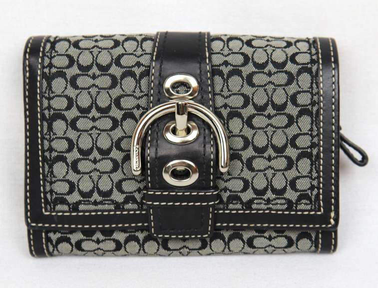 Coach C Logo Black Monogram Wallet