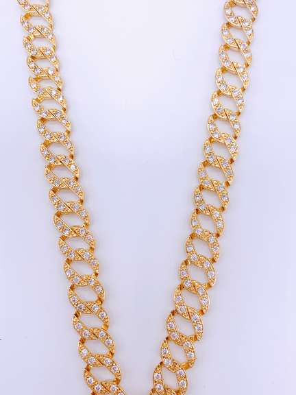 Fancy18kt Gold Plated Chain Necklace with Gemstones