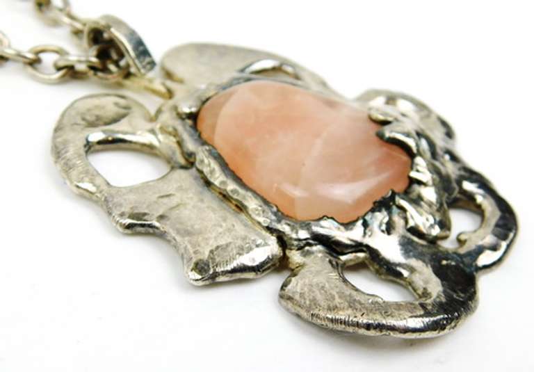 Big Brutalist Rose Quartz Pendant & Heavy Chain