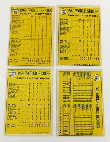 4 Topps 1970 World Series Baseball Cards