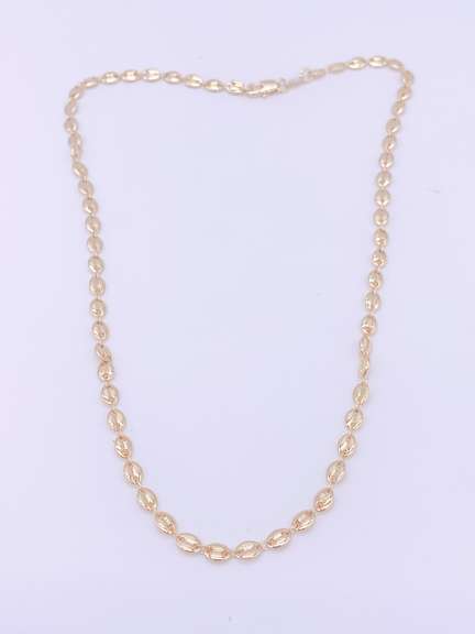 18kt GP Puff Mariner Chain Necklace- 20 Inches