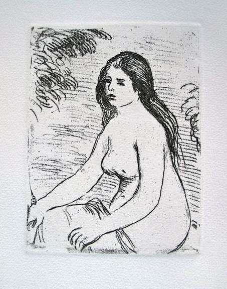 Pierre Auguste Renoir, 'Seated Nude' Etching