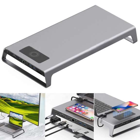 4K Aluminum Monitor Stand Docking Station