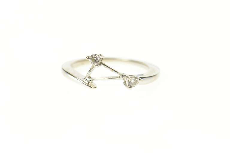 14K White Gold Diamond Inset Wrap Bypass Wedding Band Ring