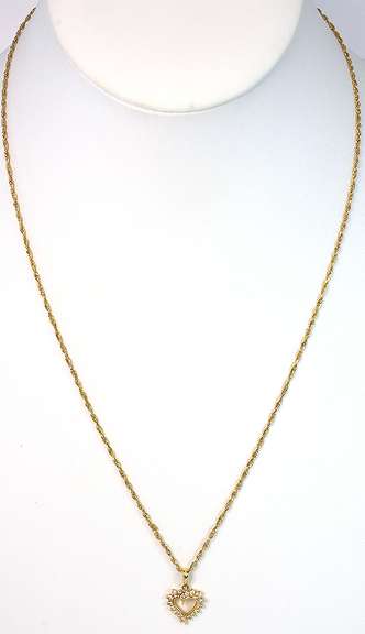 Dainty Diamond Heart Necklace in 14KT Yellow Gold