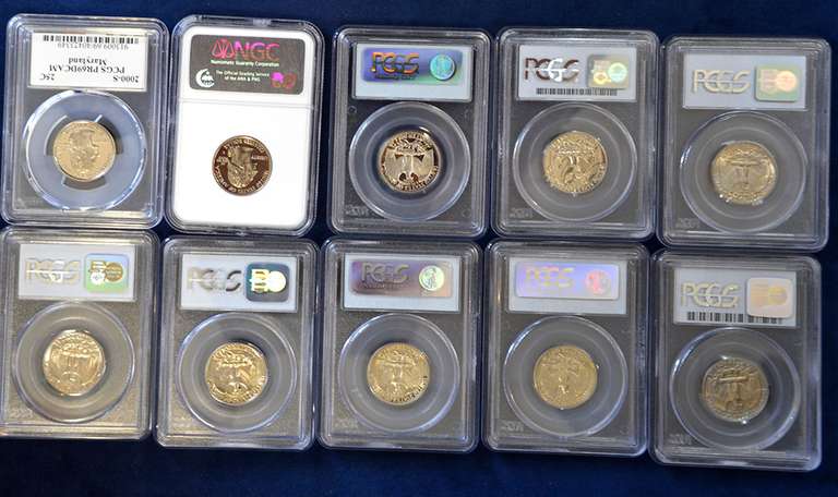 Lot of 10 Graded Proof Quarters