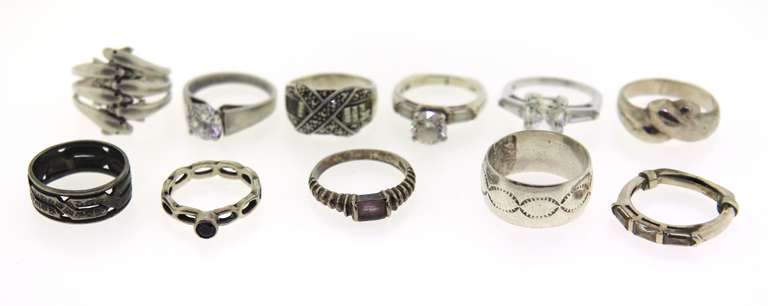 Lot of 11 Sterling Silver Rings