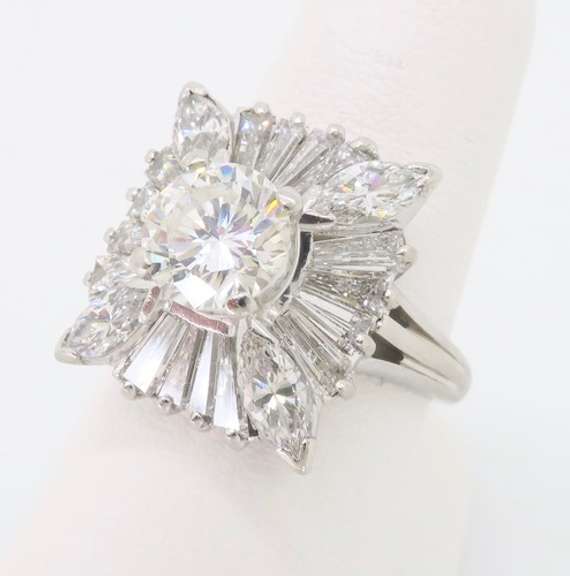 Ballerina Style Diamond Ring Made in Platinum