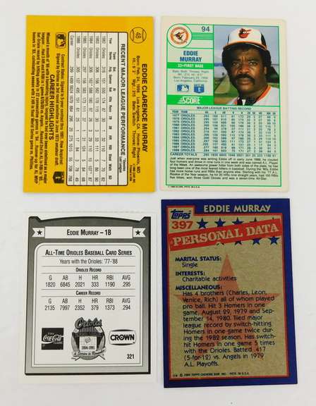 4 Eddie Murray Baseball Cards