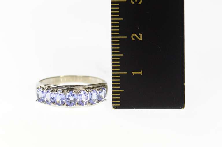 10K White Gold Oval Tanzanite Classic Simple Statement Band Ring