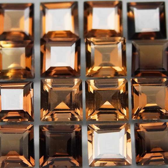 Princess cut Unheated! 9.72ct Smoky Quartz set