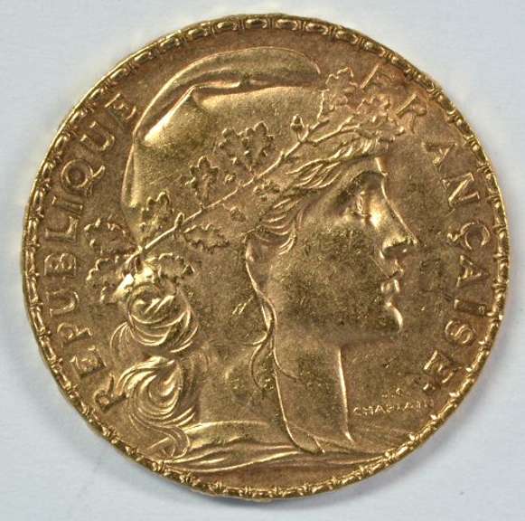 Lovely BU 1914 France 20 Francs Gold 'Rooster' coin