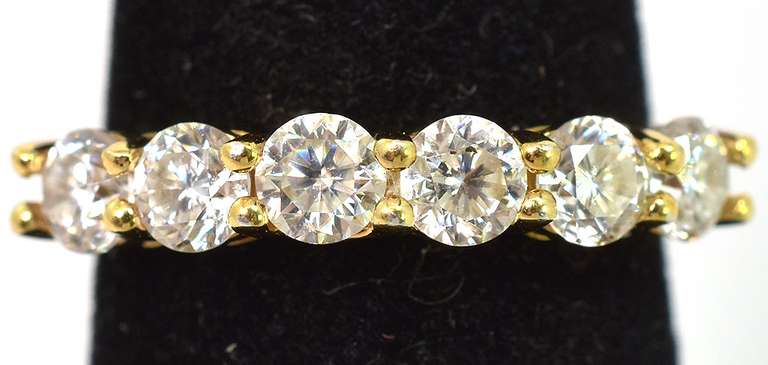 Glittering Moissanite Ring in Vermeil, Size 4-3/4