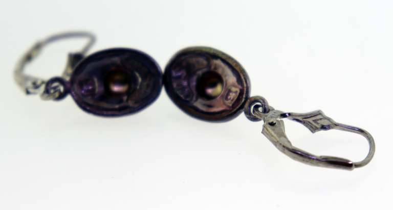 14KT Yellow Gold And Sterling Silver Vintage Drop Earrings