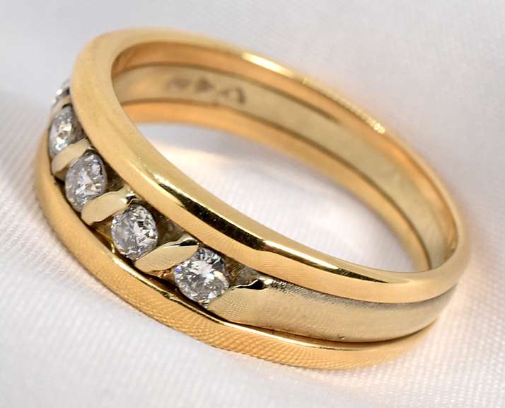 Man's White & Yellow Gold Diamond Band