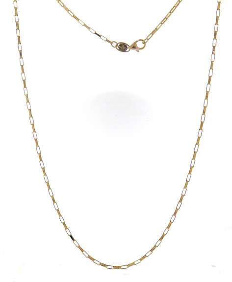 Simple Yellow Gold Fancy Box Chain Necklace
