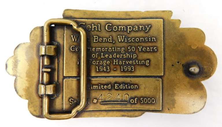 Vintage Gehl Forage Harvesting Belt Buckle w/Box
