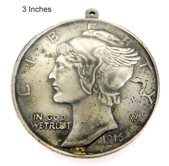 Heavy Pewter 3 Inch 1916 Oversized Dime