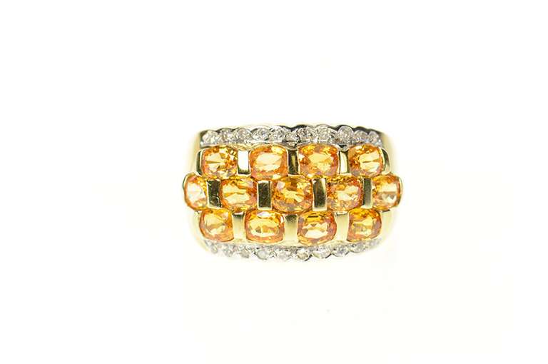 14K Yellow Gold Tiered Oval Citrine Diamond Accent Statement Ring