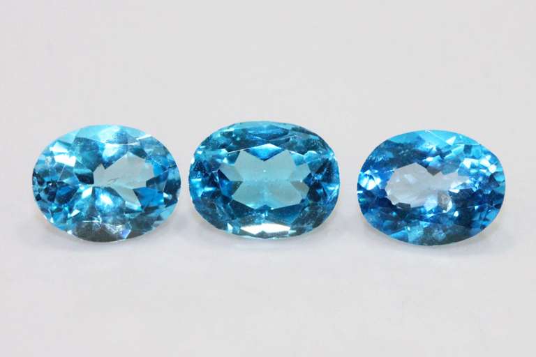 Sparking Blue Topaz - Lot of 3