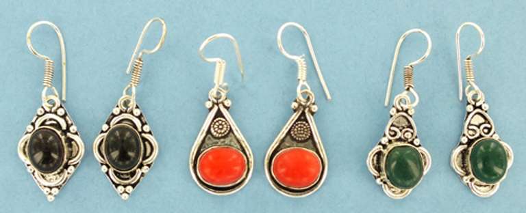 Silver and Natural Stone Earrings