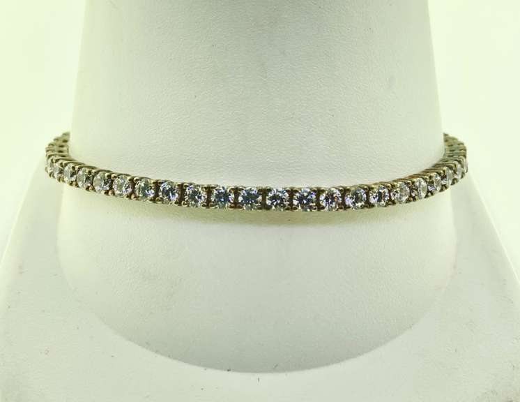 Vintage Sterling Silver Crystal Tennis Bracelet