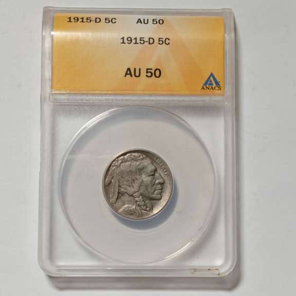 1915 D AU 50 Buffalo Nickel