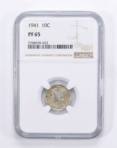 PF65 1941 Mercury Dime - Graded by NGC