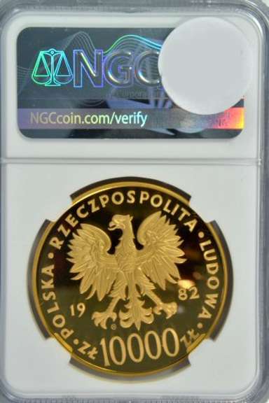 1982 POLAND 10000 ZLOTYCH POPE JOHN PAUL II GOLD NGC PF69UC