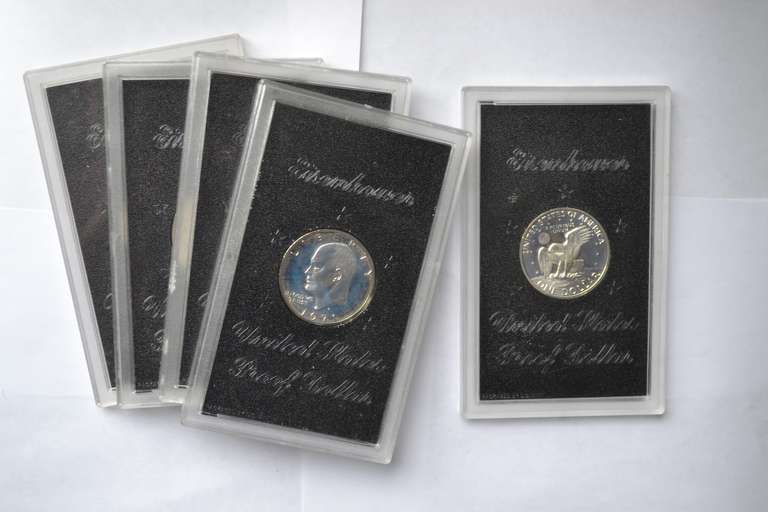 4 1971 S & 1974 S  Proof Ike Silver Dollars