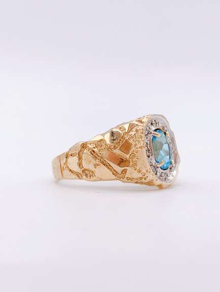 14kt Gold Blue Topaz Nugget Ring