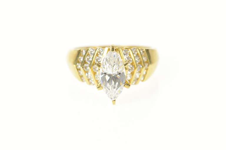 14K Yellow Gold Marquise Classic Flashy Travel Engagement Ring