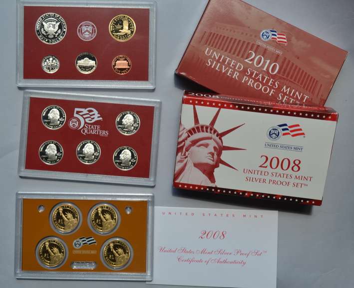 2008 & 2010 US Mint Silver Proof 2 Sets