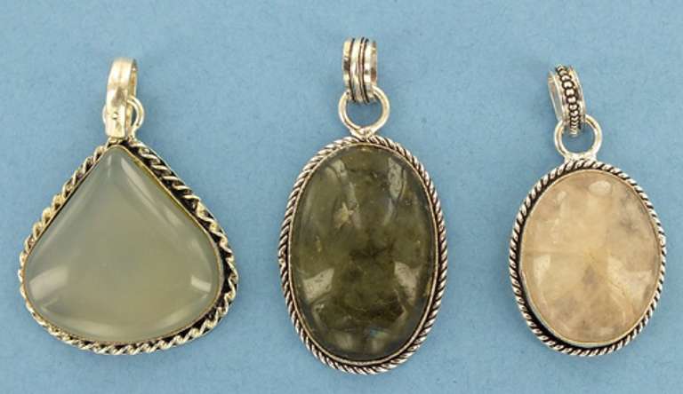 Silver and Natural Stone Pendants