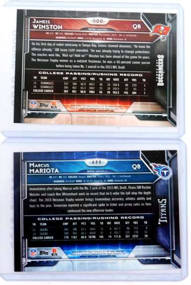 2 Topps 2015 Football Rookie QB Cards