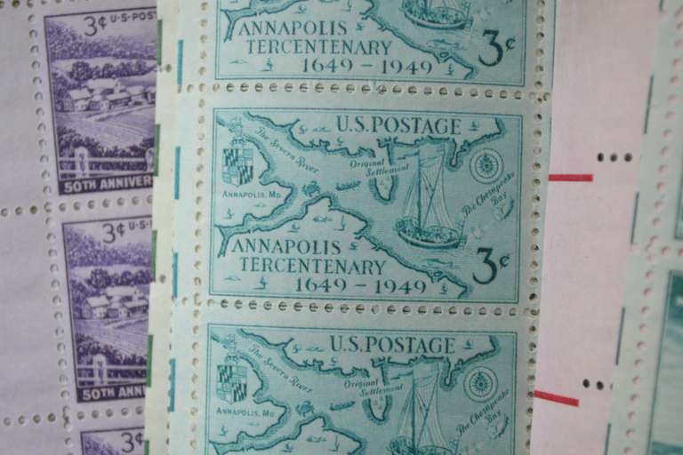 30 Mint 3 Cent US Comm Stamp Sheets 1940-50 Era