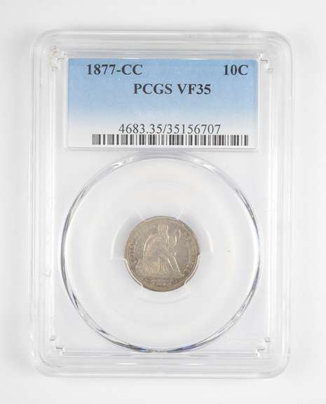 VF35 1877-CC Seated Liberty Dime - Graded PCGS